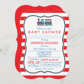 エレガントな玩具列車ベビーシャワー招待状 招待状 (正面/裏面)