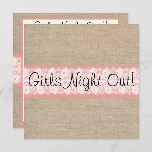 エレガントな珊瑚のバーラップのレースの女の子夜は誘います 招待状 (正面/裏面)