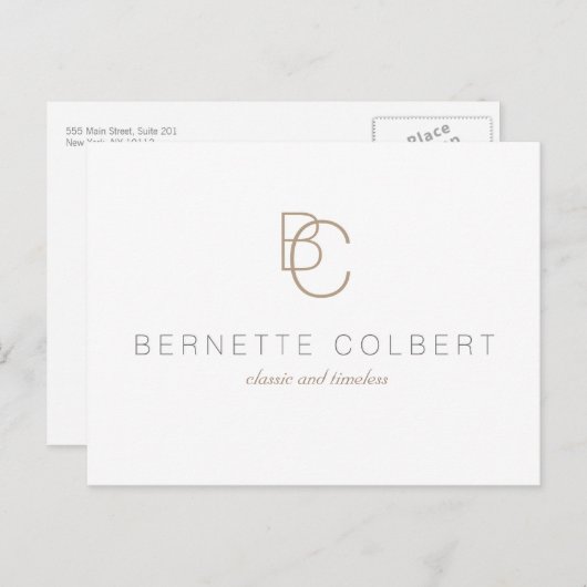 エレガントな現代のイニシャルモノグラムポストカード ポストカード (正面/裏面)