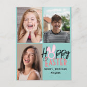 エレガントな現代のイースター、家族3人の写真コラージュ シーズンポストカード (正面)