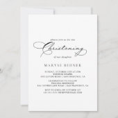 エレガントな現代のカリグラフィー洗礼 招待状 (正面)