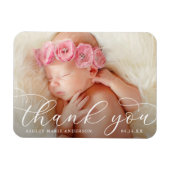 エレガントな現代のカリグラフィー 新生児 お礼 マグネット (横)