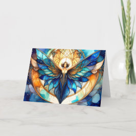 エレガントな現代のコンテンポラリーなステンドグラスの天使 シーズンカード