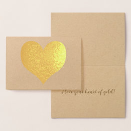 エレガントな現代のゴールドハートバレンタインデー 箔カード