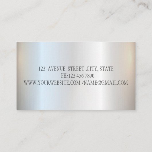 エレガントな現代のシルバーグリッターのユニコーン 名刺 (裏面)