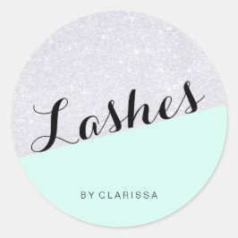エレガントな現代のシルバーグリッター ミントグリーンまつげ ラウンドシール