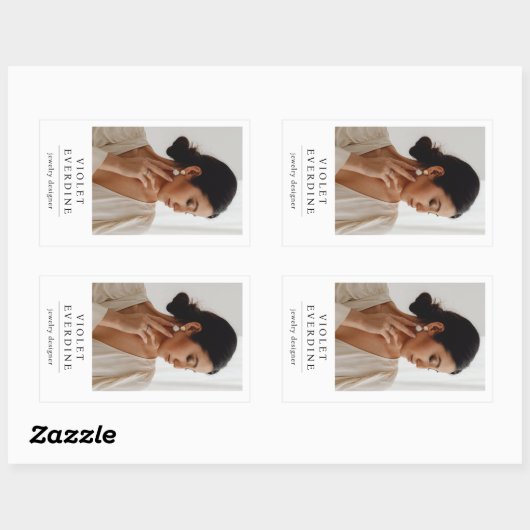 エレガントな現代のジュエリーデザイナーの写真 長方形シール (シート)