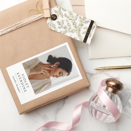 エレガントな現代のジュエリーデザイナーの写真 長方形シール (ギフト)