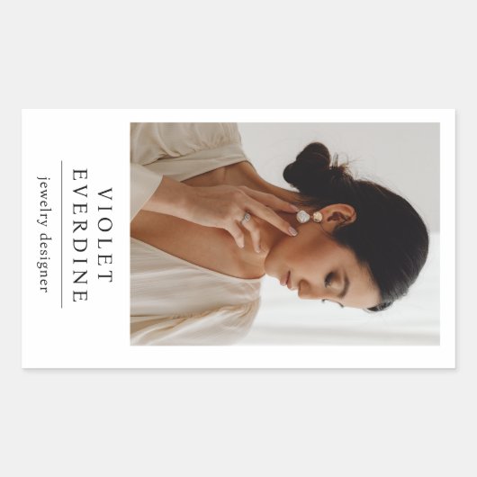 エレガントな現代のジュエリーデザイナーの写真 長方形シール (正面)