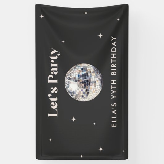 エレガントな現代のディスコボール誕生日 横断幕 (縦)