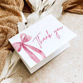 エレガントな現代のピンクの蝶結び 彼女は結婚する サンキューカード