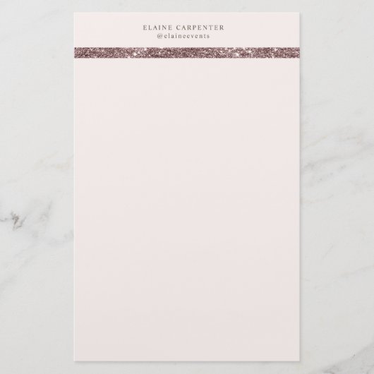 エレガントな現代のブロンズグリッターのモノグラム 便箋 (正面)