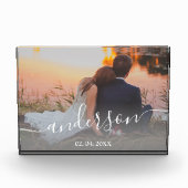 エレガントな現代のミニマルなカスタムファミリー写真 フォトブロック (正面)