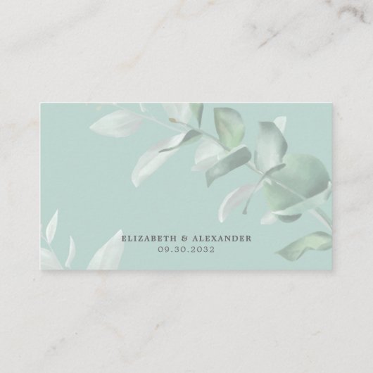 エレガントな現代のユーカリの結婚式オンラインRSVP エンクロージャーカード (裏面)