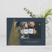 エレガントな現代の偽の金のクリスマスツリーの写真1枚 シーズンカード (スタンド正面)