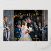 エレガントな現代の写真付き結婚披露宴 箔招待状 (正面)