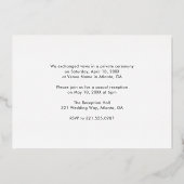 エレガントな現代の写真付き結婚披露宴 箔招待状 (裏面)