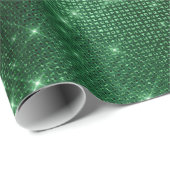 エレガントな現代の女の子らしいスタイリッシュな緑のグリッター ラッピングペーパー (ロールコーナー)