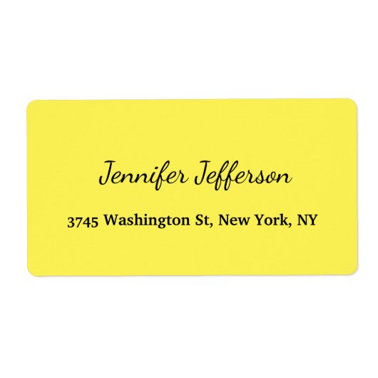エレガントな現代の手書きのシンプルな黄色 ラベル (正面)