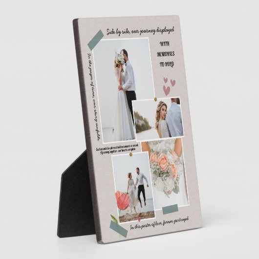 エレガントな現代の新婚夫婦の写真コラージュ ウェディング フォトプラーク (側面)