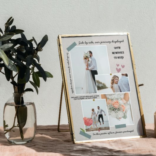 エレガントな現代の新婚夫婦の写真コラージュ ウェディング フォトプラーク
