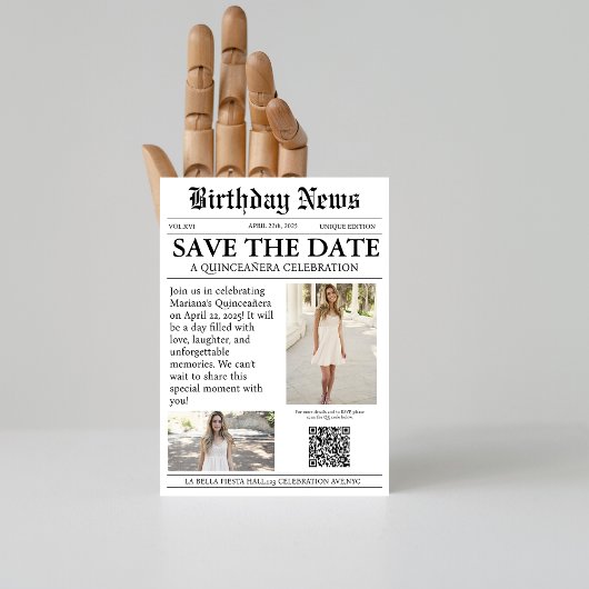 エレガントな現代の新聞 キンセアニェーラ QRコード セーブザデート