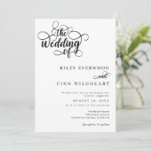 エレガントな現代の書道台本の結婚式 招待状 (スタンド正面)