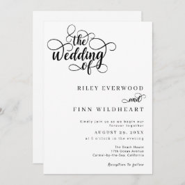 エレガントな現代の書道台本の結婚式 招待状
