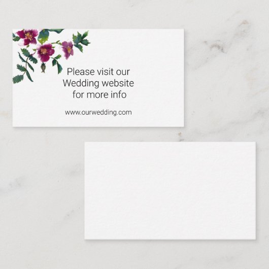 エレガントな現代の水彩画の濃いピンクの野の花 エンクロージャーカード (正面/裏面)