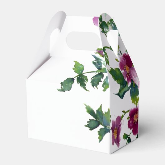 エレガントな現代の水彩画の濃いピンクの野の花 フェイバーボックス (裏面サイド)