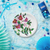 エレガントな現代の水彩画の濃いピンクの野の花 ペーパープレート (パーティー)