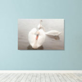 エレガントな現代の水彩画 - ドナウ川のスワン キャンバスプリント (インサイチュ (ウッドフロア))