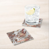 エレガントな現代の銅ローズゴールドと白大理石のような見た目 スクエアペーパーコースター (インサイチュ)