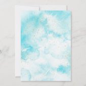 エレガントな現代の青い水彩画の金の十字架の洗礼 招待状 (裏面)