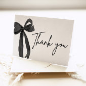 エレガントな現代の黒いリボン　彼女は結婚する サンキューカード
