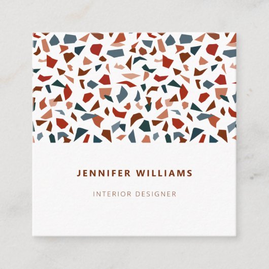 エレガントな現代抽象型テラゾパターン スクエア名刺 (正面)