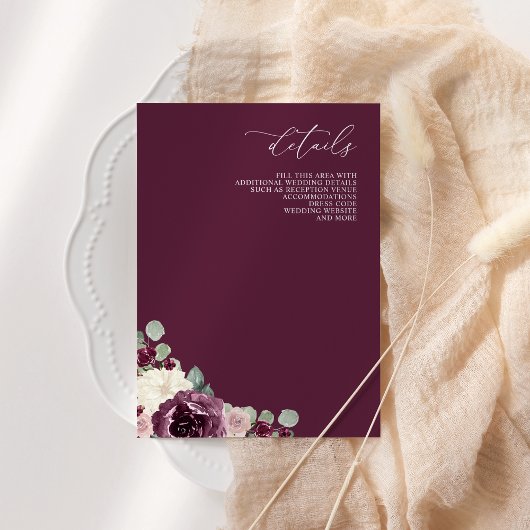 エレガントな現代植物梅花結婚式 エンクロージャーカード