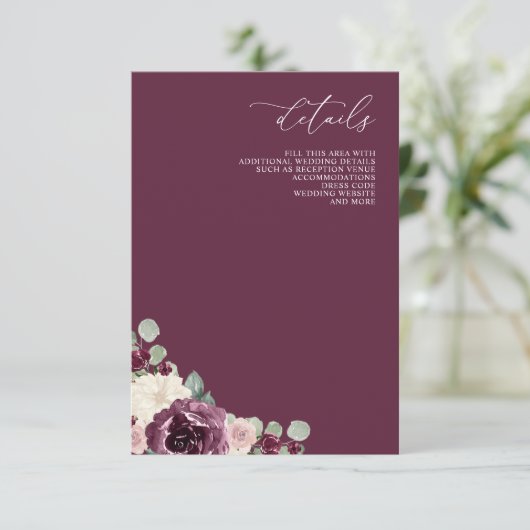 エレガントな現代植物梅花結婚式 エンクロージャーカード (スタンド正面)