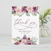 エレガントな現代植物梅花結婚式 サンキューカード (スタンド正面)