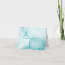 エレガントな現代的な青い水彩インク サンキューカード