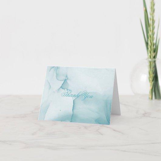エレガントな現代的な青い水彩インク サンキューカード (正面)