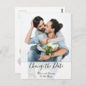 エレガントな現代風のカスタム写真変更日付ウェディング ポストカード (正面/裏面)