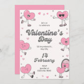 エレガントな現代風のバレンタインデーパーティー招待状 シーズンカード (正面/裏面)