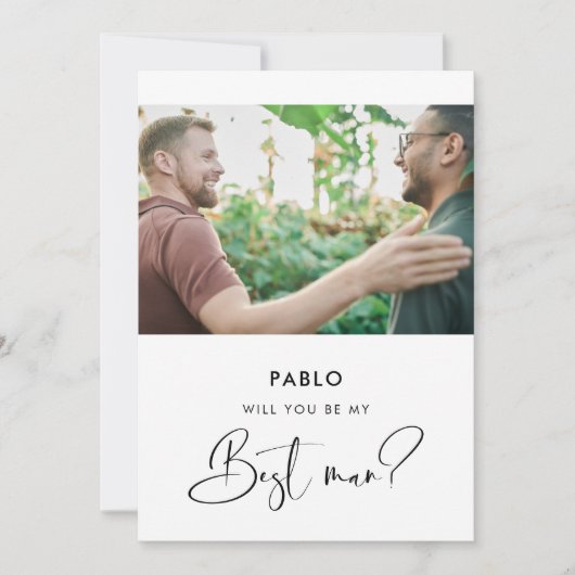 エレガントな現代風のベストマン写真カード 招待状 (正面)