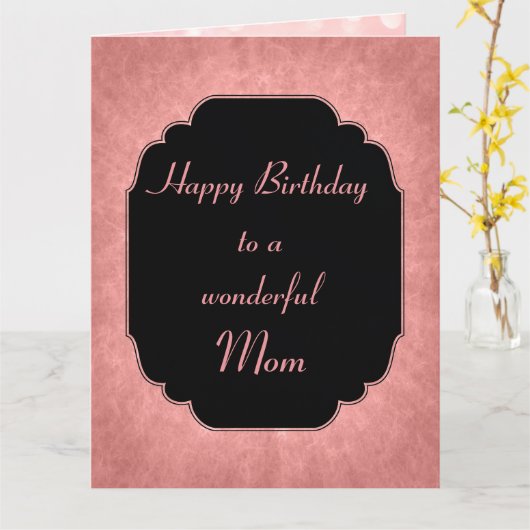 エレガントな現代風ピンクのハッピーバースデーお母さん カード (黄色い花)