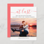 エレガントな生きている珊瑚の写真のモダンの保存日付 招待状 (正面/裏面)