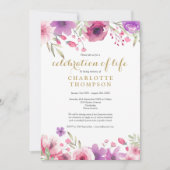 エレガントな生命の祝祭 フローラル葬儀 招待状 (正面)