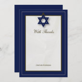 エレガントな生地のバー（ユダヤ教の）バル・ミツバーは海軍の感謝していしています サンキューカード (正面/裏面)