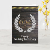 エレガントな田舎風の木製1周年記念結婚記念日 カード (黄色い花)