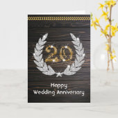 エレガントな田舎風の木製20周年記念結婚式 カード (黄色い花)